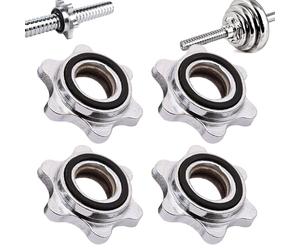 HoveeLuty 4PCS Barbell Collars Dumbbell Hex Nut 1x0.8inch Spin-Lock Barbell Clamps Exercise Accessories Anti-Slip Universal Weight Clips for Bars Barbells Dumbbells Weight Bar Clamps Clips for Bars