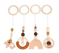 HoveeLuty 4Pcs Hanging Toys for Baby Gym, Wooden Baby Hanging Toys, Children's Toy Crib Wooden Rattle Toy Bed Pendant for Stroller Crib Bed Newborn Gift Gym