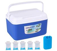 HoveeLuty 8L Hard Cooler with Ice Packs, Small Ice Chest with 48-Hour Cold Retention, Portable Cooler Box for Outdoor, Beach, Camping & Picnics - Food Grade, Leak-Proof, Blue Small Chest Portable