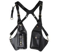 HoveeLuty Adjustable Underarm Shoulder Bag Anti Theft PU Double Shoulder Holsters Multi-pocket Black Leather Armor for Men Women, Black Underarm Bag Leather Armor Anti Theft Wallets for Men
