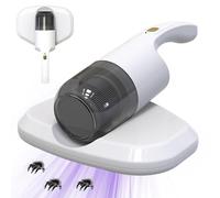 HoveeLuty Bed Vacuum Cleaner Cordless USB Mattress Cleaner Powerful Deep Cleaning Handheld Vacuum Cleaner with Strong Suction Washable Dust Cups for Sofa Carpet White