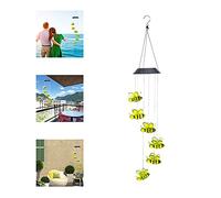 HoveeLuty Bee Solar Wind Chime Light Garden Led Wind Chime Lamps Windchimes for Hanging Bee Windbell Spinner Lamps for Yard