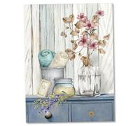 HoveeLuty Canvas Wall Art 16x12'' Waterproof Bathroom Wall Art Frameless Floral Pictures Wall Decor Coastal Wall Art Landscape Wall Art Canvas Prints for Home Office Decor Gift