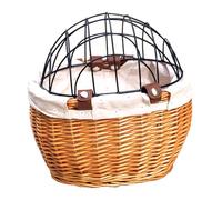 HoveeLuty Cat Bike CarrierDog Bike Basket 11.8x9.8x13.8 Breathable Hollow-Out Cat Carrier Removable Wicker Front Basket with Wire Mesh Cover Vintage Pet for Small Dogs Cats