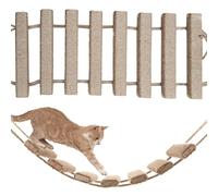 HoveeLuty Cat Ladder 20x10 Inch Hanging Wooden Cat Bridge Wrapped with Linen Rope Scratch Resistant Ladder for Indoor Cats Supplies Scratching Post Climbing Frame for Indoor Cats