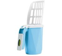 HoveeLuty Cat Litter Scoop with Holder and Bag Container, 3 In 1 Cat Litter Box 11.8x6.7 Inch Large Capacity Bin for Indoor Outdoor Accessories, Blue Scoop Holder Box