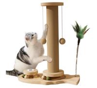 HoveeLuty Cat Scratching Post Interactive Sisal Cat Furniture with Balls & Dual Turntables & Teaser Non-Slip Fun Toys for Indoor, 16x13 Inch Scratch Post Scratching Scratcher Furniture