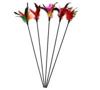 HoveeLuty Cat Teaser 5Pcs 20 Inch Cat Wand Toy with Feathered Tip, Bell & Long Handle Replacement Interactive Teaser for Indoor Kitten Wand Toys Toy