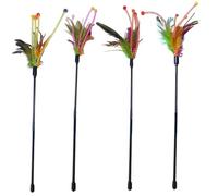 HoveeLuty Cat Wand Toy, 4PCS Interactive Cat Teaser Wand with Loud Bell, 20 Inch Stick Toy with Non Slip Handle, Feathers for and Kitten Pet Stick Pet Feathers