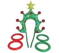 HoveeLuty Christmas Inflatables Cute Funny Tree Shape PVC Christmas Headband with 4 Rings Anti-Leakage Stocking Stuffers Party Game for Kids Adults Toys Inflatable