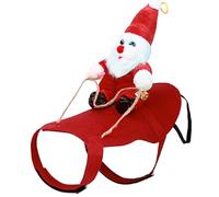 HoveeLuty Christmas Pet Costume Funny Santa Claus Sitting on Sleigh Christmas Dog Clothes Adjustable for Winter Holiday Clothes Dog Costume Sweater