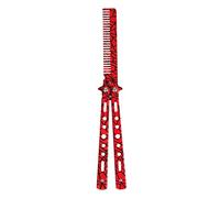 HoveeLuty Comb Trainer Stainless Steel Unsharpened Slice Butterfly Training Comb for Beginner Red Practice Comb Trainer Steel Folding Comb Butterfly Training CombComb Trainer