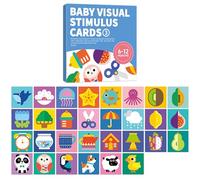 HoveeLuty Contrast Cards For Infants, Baby Flash Cards 6 To 12 Months - High Contrast Visual Stimulation, 18x18cm Large Thick With Black White Red Colorful Patterns