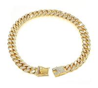HoveeLuty Cuban Link Dog Collar 17.7'' Cuban Link Chain for Dogs Alloy Diamond Gold Chain for Dogs Bling Collar Dog Jewelry for Cats Puppy Gifts For Pets Pet