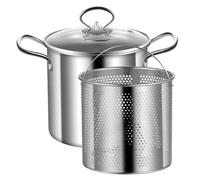 HoveeLuty Deep Fryer Pot with Basket 3.5L Stainless Steel Small Deep Fryer with Anti-scalding Handle, Fish Fryer Pot and Basket, Oil Fryer for Chips Fries Chicken Fish, AC Adapter, 1.75L Oil Capacity