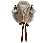 HoveeLuty Deer Hat Furry Kawaii Lace Y2k Hat with Ribbon & Ear Flap Warm Deer Costume for Girls and Women Christmas Holiday Party Photo Props Y2k Kawaii Furry