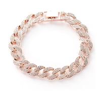 HoveeLuty Dog Chain Collars Diamond Rose Gold Metal Cubans Link Dog Collar Necklace for Small Medium Large Pet, 10in Collar Chain Necklace