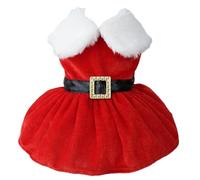 HoveeLuty Dog Christmas Dress Elegant Classic Festive Red Dog Christmas Outfit with Furry Collar & Sparkling Belt Holiday Pet Costume Cat Outfit Red Dress
