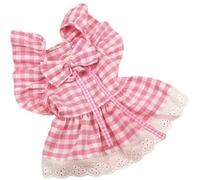 HoveeLuty Dog ClothesDog Dress, Checkered Girl Polyester Cotton Dog Clothes with Bow Decor & D Ring, Decorative Lace Trim Dresses for Small Dogs Girl, Gifts for Dogs, L Dresses for Small