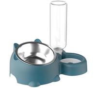 HoveeLuty Dog Food and Water Dispenser 16° Tilted Stainless Steel Cat Food and 500ml Water Bowl Set for Kitten, Puppies Cat and Bowl Set