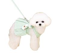 HoveeLuty Dog Plaid Dress Harness Leash Set Cute Bowknot Puppy Skirt Summer Pet Clothes for Small Medium Dog S princess puppy skirt summer dress harness