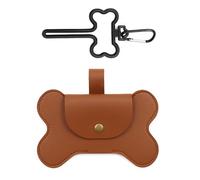 HoveeLuty Dog Poop Bag Dispenser, Leather Poop Bag Holder, Dog Waste Dispenser Brown, Rabbit Garbage Carrier for Walking poo holder poo