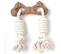 HoveeLuty Dog Rope Toy for Aggressive Chewers, Teething Dog Toys with Natural Cotton Rope and Wood-Plastic Bone for Medium to Large Dogs 20-60lb Toys Indestructible Toy for Dogs