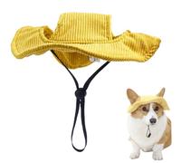 HoveeLuty Dog Sun Hat with Ear Holes UV Protection Adjustable Dog Bucket Hat Yellow 3.5-7.5kg