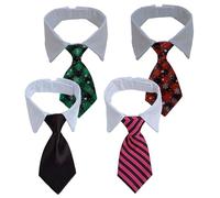 HoveeLuty Dog Tie Set of 4 Adjustable Small Dog Bowtie Necktie Christmas Outfit for Holiday Birthday Wedding Cosplay, Style-2 Bowtie Collar Bow Tie Collar