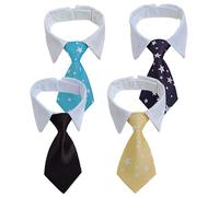 HoveeLuty Dog Tie Set of 4 Adjustable Small Dog Bowtie Necktie Christmas Outfit for Holiday Birthday Wedding Cosplay, Style-1 Bowtie Collar Bow Tie Collar