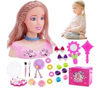 HoveeLuty Doll Head for Hair Styling 35Pcs/Set Simulated Styling Head Doll for Kids Imaginative & Makeup Learning Pretend Play Toys for Girls, Gifts for Girls, Set 2 Hair Model Kids
