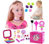 HoveeLuty Doll Head for Hair Styling 35Pcs/Set Simulated Styling Head Doll for Kids Imaginative & Makeup Learning Pretend Play Toys for Girls, Gifts for Girls, Set 1 Hair Model Kids