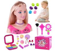 HoveeLuty Doll Head for Hair Styling 35Pcs/Set Simulated Styling Head Doll for Kids Imaginative & Makeup Learning Pretend Play Toys for Girls, Gifts for Girls, Set 1 Hair Model Kids