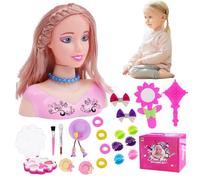 HoveeLuty Doll Head for Hair Styling 35Pcs/Set Simulated Styling Head Doll for Kids Imaginative & Makeup Learning Pretend Play Toys for Girls, Gifts for Girls, Set 2 Hair Model Kids