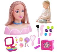 HoveeLuty Doll Head for Hair Styling 35Pcs/Set Simulated Styling Head Doll for Kids Imaginative & Makeup Learning Pretend Play Toys for Girls, Gifts for Girls, Set 3 Hair Model Kids