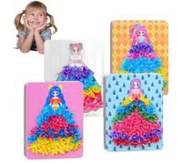 HoveeLuty Fabric Art Set 4 Set(16Pcs) DIY Craft Kit for Kids Poke Art Girls Animals & Flowers 3+