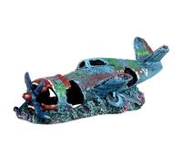 HoveeLuty Fish Tank Decorations 9.5x4x3 Inch Waterproof Resin Aquarium Decor Retro Realistic Aircraft Wreckage Fish Tank Decor Reusable Accessories Large Aquarium