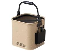 HoveeLuty Fishing Bucket, 14L Foldable Fish Bucket, Waterproof Bait with Zipper Mesh Lid, Portable Minnow with Handle for Storing Live Fish Folding Minnow Bait