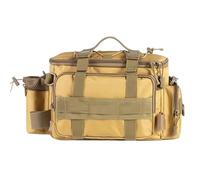HoveeLuty Fishing Tackle Bag Large Waterproof Portable Tackle Box with Adjustable Straps Padded Tool Bag with Rod Holder Camouflage Fishing Gear for Saltwater or Freshwater, Yellow Camouflage Fly