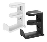 HoveeLuty Headphone Hook, 2 Pack Headphone Stand, 360° Rotating Desk Hanger With Cable Clip, Non-slip Resin Headset Holder - Black + White