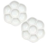 HoveeLuty Hermit Crab Food Dish, 2Pcs Ceramic Hermit Crab Food & Water Bowl with 7 Compartments 3.5 Inch Aquarium Accessories for Snail Gecko Lizard Pet Bowls Bowl