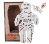 HoveeLuty Horror DollsVoodoo Dolls 8.5x5.1'' White Polyester Cotton Scary Doll with Uneasy Printings Creepy Doll Revenge Negtive Horror Dolls for Emotional Release Creepy Haunted