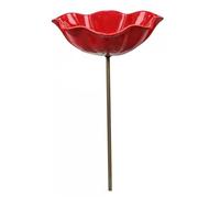 HoveeLuty Hummingbird Bath, Standing Bird Bath Bowl, Red Flower Garden Stake - Hummingbird & Bee Baths For Backyard Garden Bird Water Bowl Bee Feeders for Outside