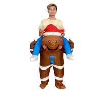 HoveeLuty Inflatable Costume Adult Ride on Gingerbread Man Costume Funny Blow up Outfit for Xmas Cosplay Party Inflatable Adult Gingerbread Man