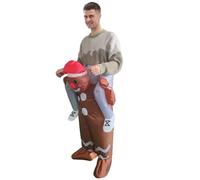 HoveeLuty Inflatable Costume for Adults Ride on Gingerbread Man Costume Funny Blow up Outfit for Xmas Cosplay Party Inflatable Adult Gingerbread Man