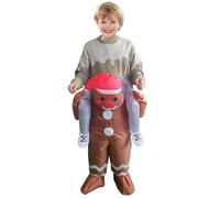 HoveeLuty Inflatable Costume for Kids Ride on Gingerbread Man Costume Funny Blow up Outfit for Xmas Cosplay Party Inflatable Adult Gingerbread Man