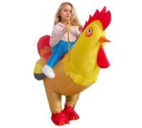 HoveeLuty Inflatable Costume Waterproof PVC Chicken Costume Ride On Chicken Funny Costumes with Air Fan, One Size Blow Up Suit for Kids Adult Christmas Halloween Party, M Adult