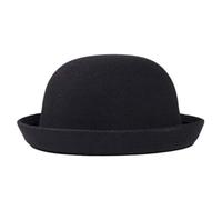 HoveeLuty Kids Bowler Hat Trendy Formal Round Top Hat with Rolled Brim Easy Matching Unisex Felt Black Fedora for Daily Wear, Banquet, Photos Bowler Top Fedora