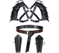 HoveeLuty Knight Armor Costume Medieval Leather Shoulder Armor with Leather Belt and Medieval Bracers Shoulder Viking Knight