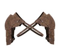 HoveeLuty Knight Armor, Double Pauldron Shoulder Armor Adjustable Faux PU Leather Medieval, Vintage Viking for Role Play Cosplay Leather Viking Shoulder